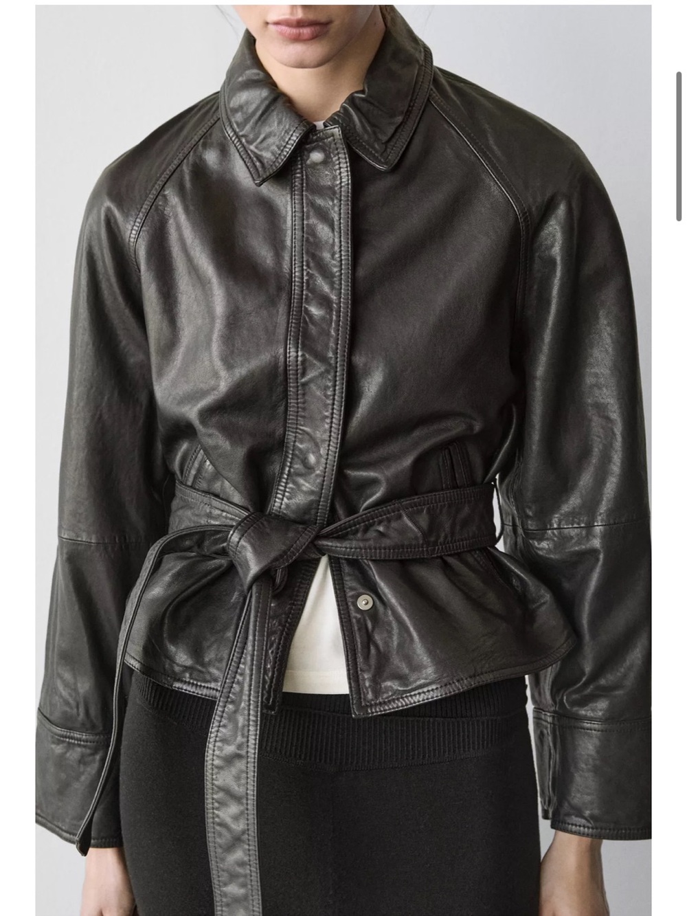 Massimo Dutti NWT NAPPA LEATHER JACKET WITH BELT 4705/525